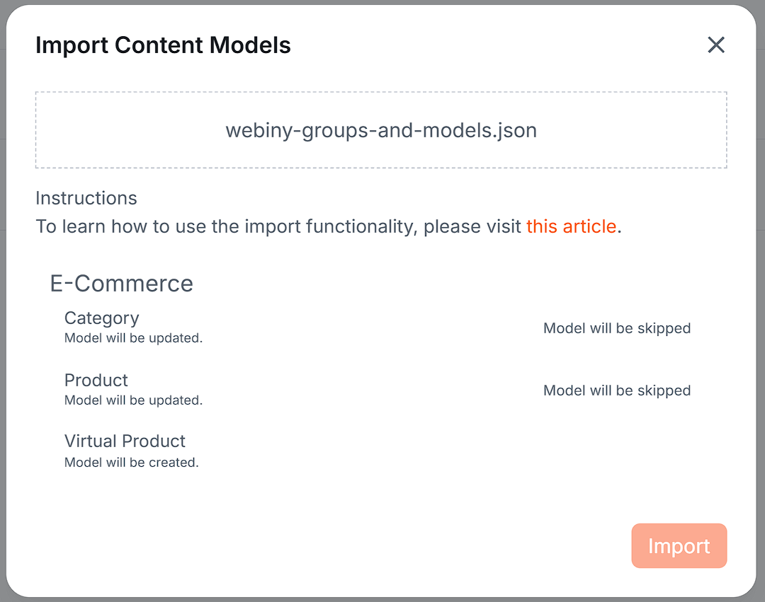 Headless CMS - Import Content Models